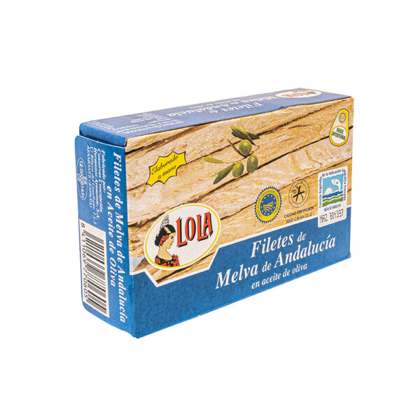 FILETES DE MELVA DE ANDALUCIA EN ACEITE DE OLIVA PESO NETO 115GR 8411069770605 Foto 01 1